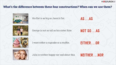 Sentences with the constructions “as…as”, “not so…as”, “either…or”, “neither…nor”