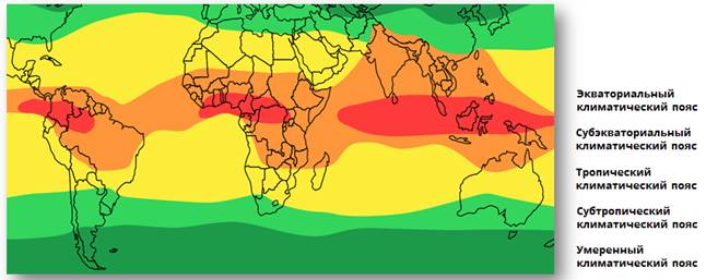 Карта поясов тропических