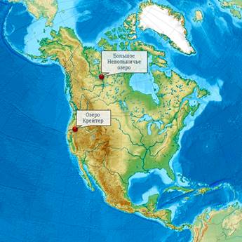 Карта северной америки реки и озера