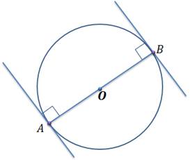 Окружность касательные центр параллельны. Касательные к окружности, проведённые через концы диаметра\. Касательная к окружности параллельна диаметру окружности. Касательная проведенная через конец диаметра. Через концы диаметра окружности проведены две параллельные прямые.