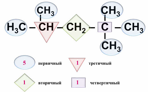 Сколько четвертичных атомов углерода изображено на рисунке