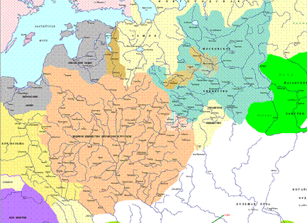 Карта московского княжества в 15 веке