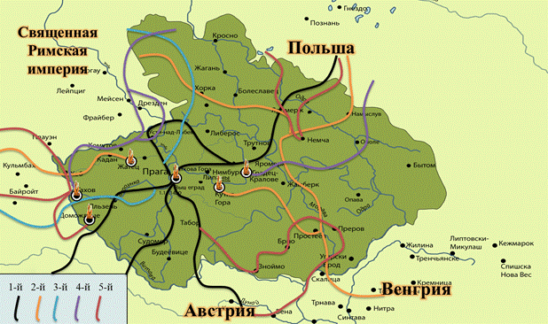 Гуситское движение карта