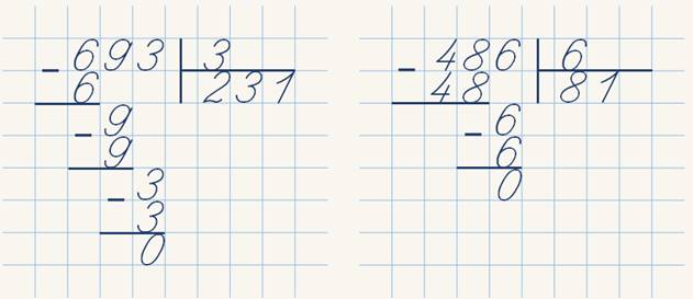 Образец письменного деления в столбик 3 класс
