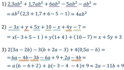 Что значит привести подобные слагаемые 7 класс