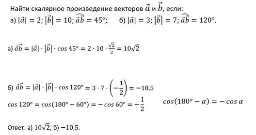 Что можно сказать об угле между векторами если скалярное произведение равно нулю