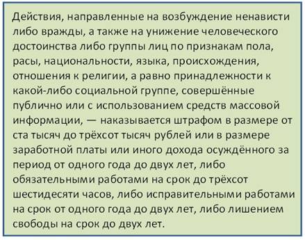 Возбуждение ненависти либо вражды по признакам национальности