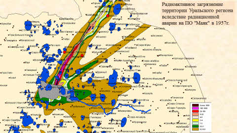 Карта радиоактивного загрязнения в результате чернобыльской аварии