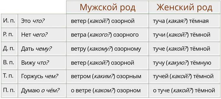 Определить падежи следующих имен прилагательных любимую сестру знойным днем на летней площадке