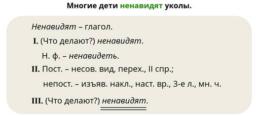 Что определяется у глагола в морфологическом разборе 6 класс